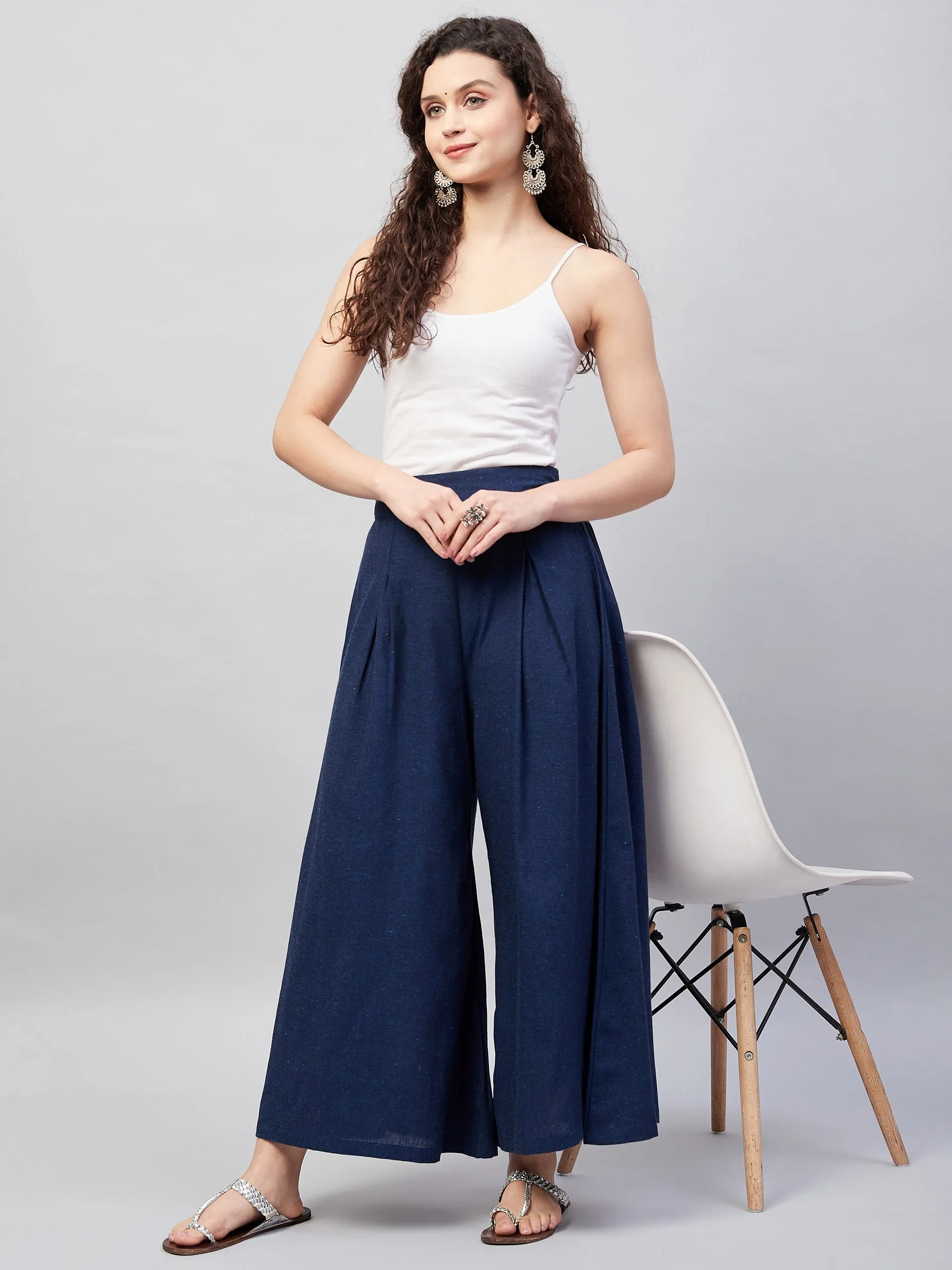Navy Blue  Handloom Palazzo