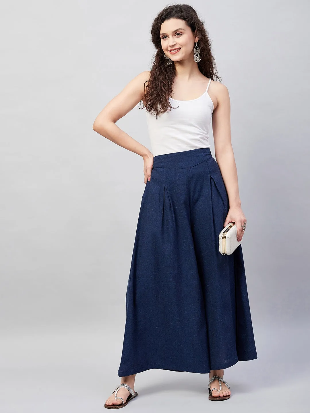 Navy Blue  Handloom Palazzo