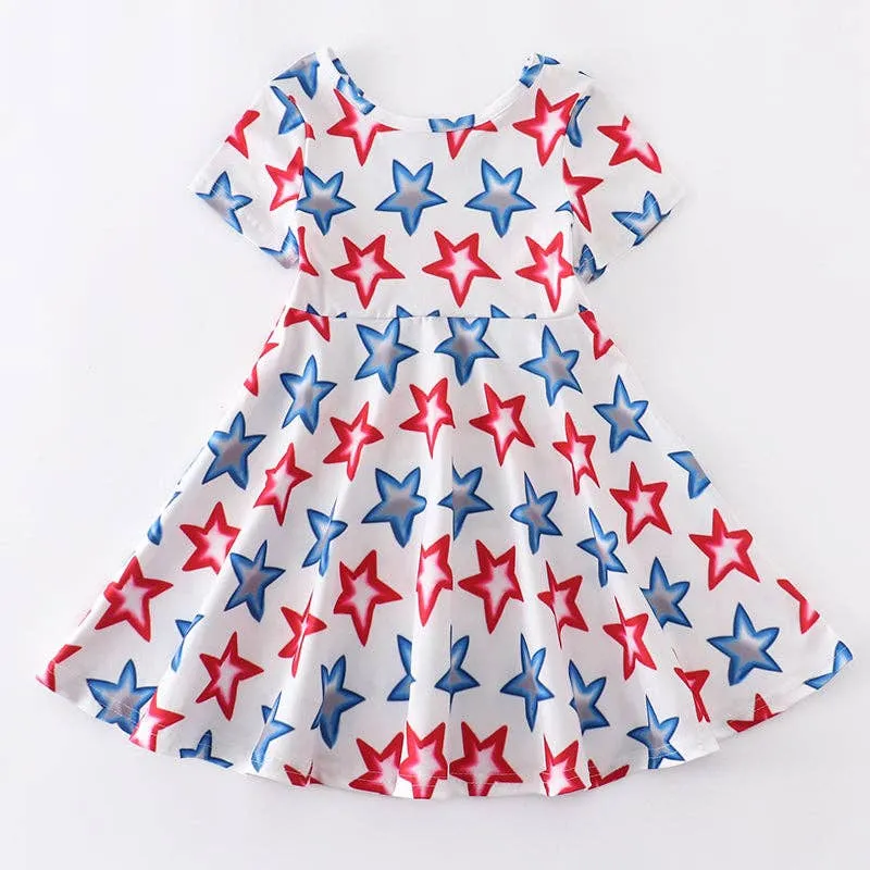 NEW AnnLoren - Girls 3T  4th of July Patriotic Stars Red White & Blue Dress