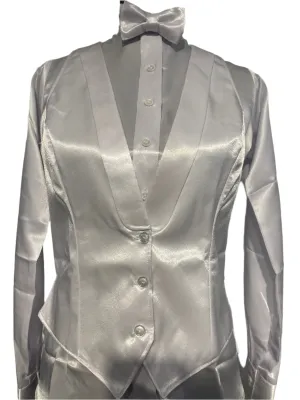 New MTC Satin White Formal Vests