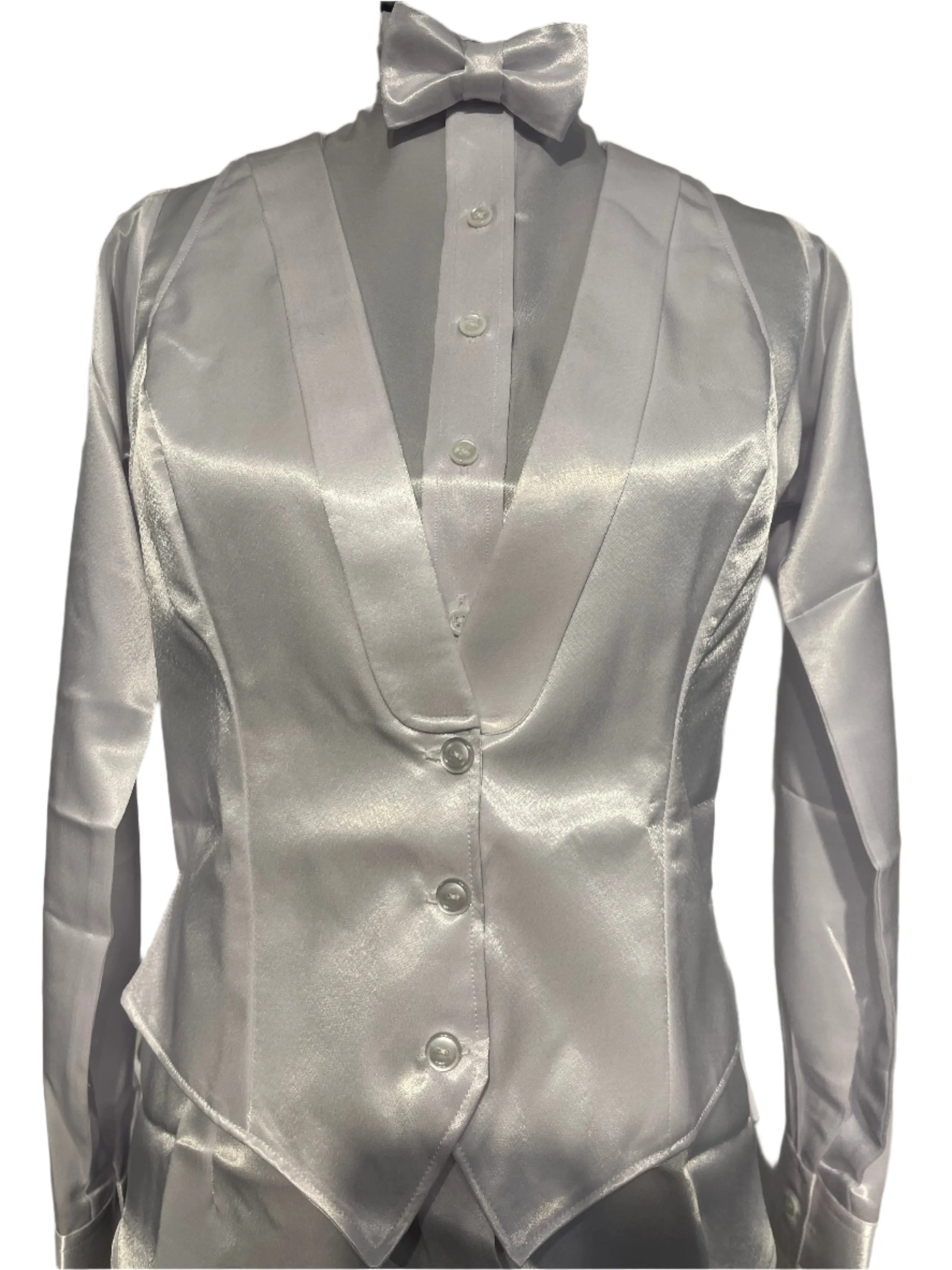 New MTC Satin White Formal Vests