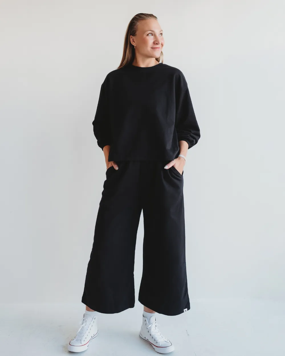 Noor Black Wide Leg Trousers