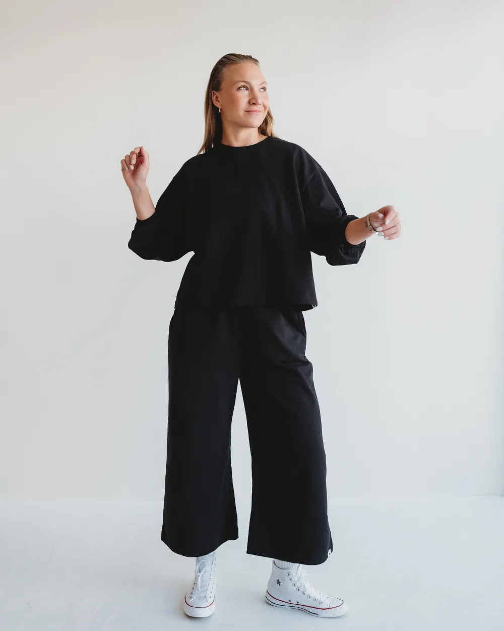 Noor Black Wide Leg Trousers