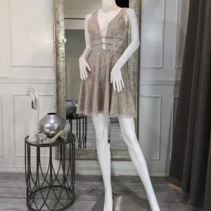 Nude Ice Blue Short Cocktail Homecoming Formal Dress