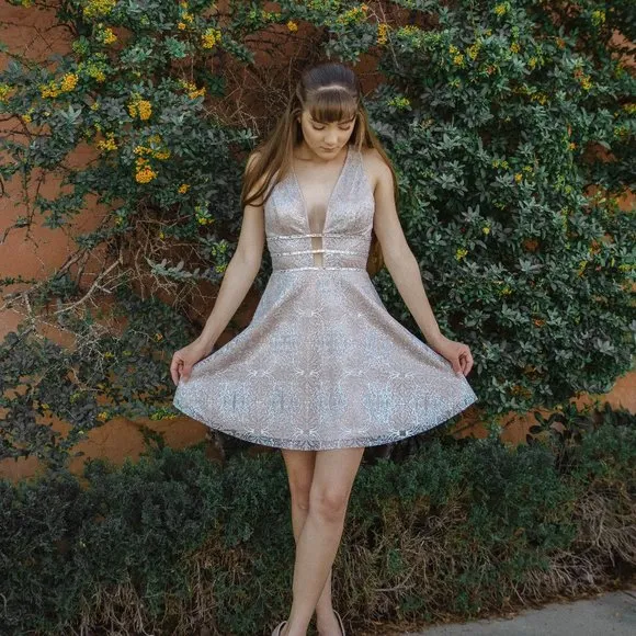 Nude Ice Blue Short Cocktail Homecoming Formal Dress