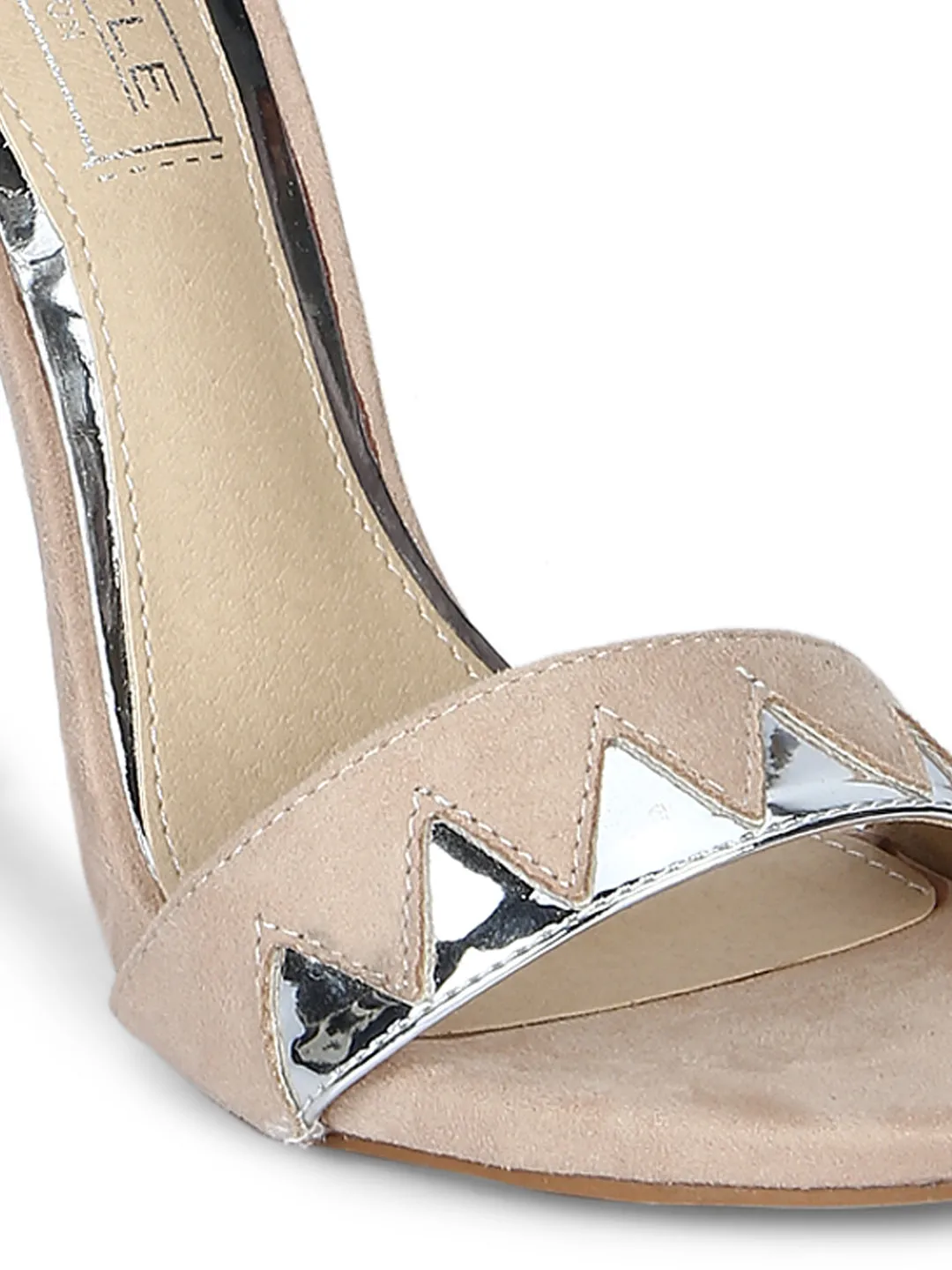 Nude Micro Golden Ankle Strap Stilettos