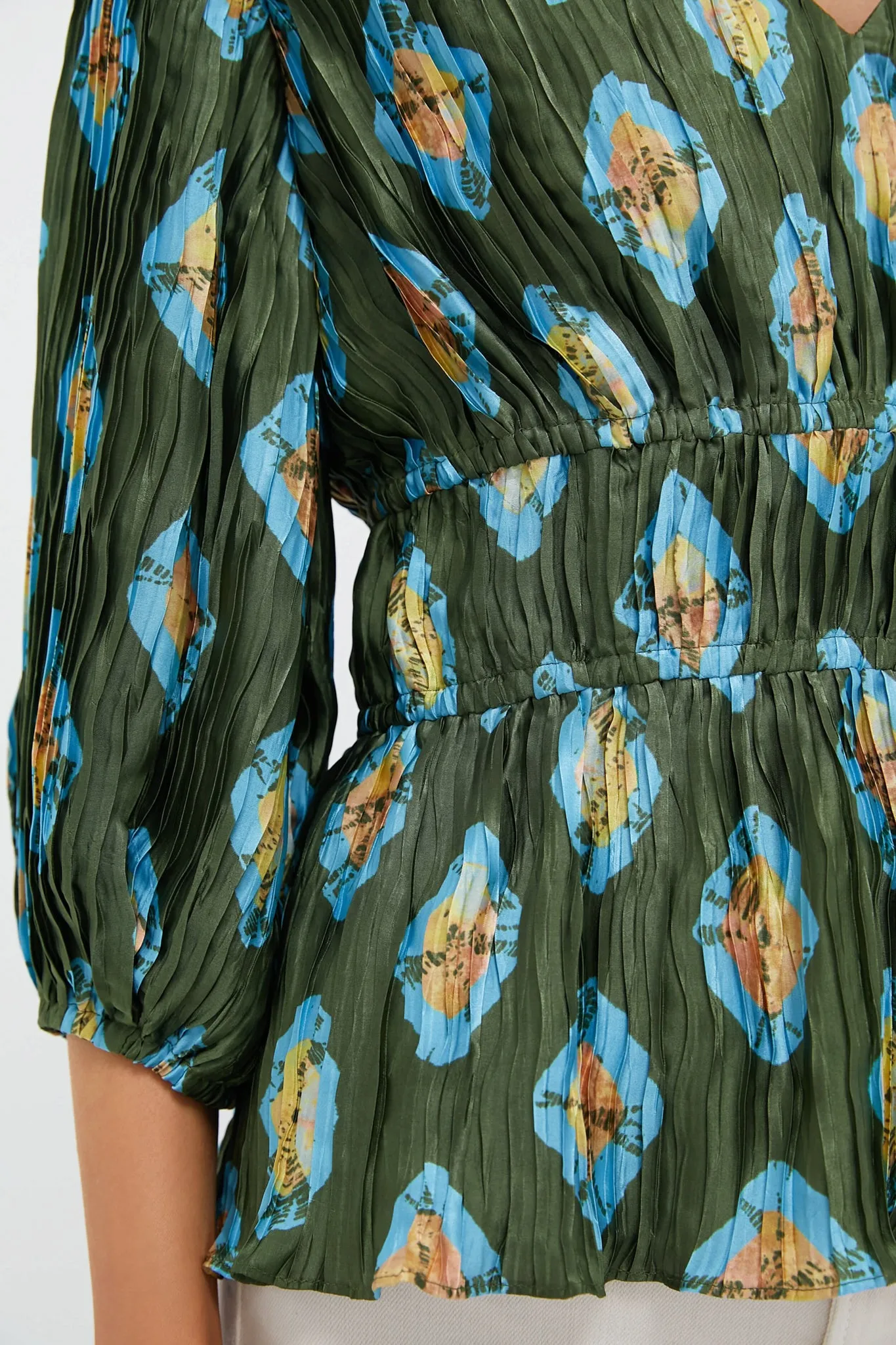 Olive and Aqua Diamond Maisy Blouse