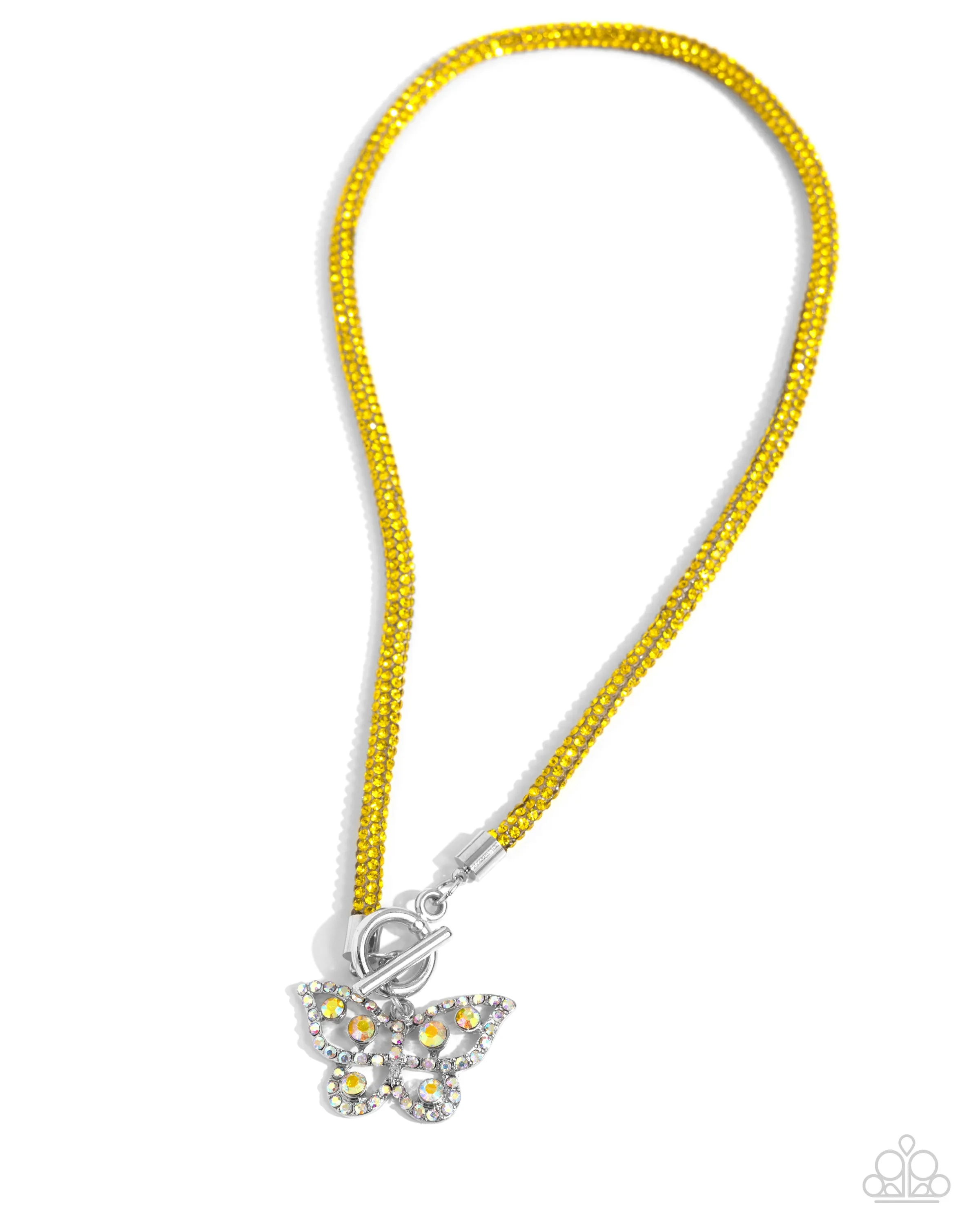 Paparazzi On SHIMMERING Wings Necklace Yellow & Aerial Appeal Bracelet Yellow (Iridescent)