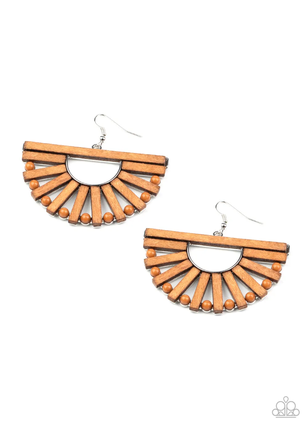 Paparazzi Wooden Wonderland - Wooden Earrings