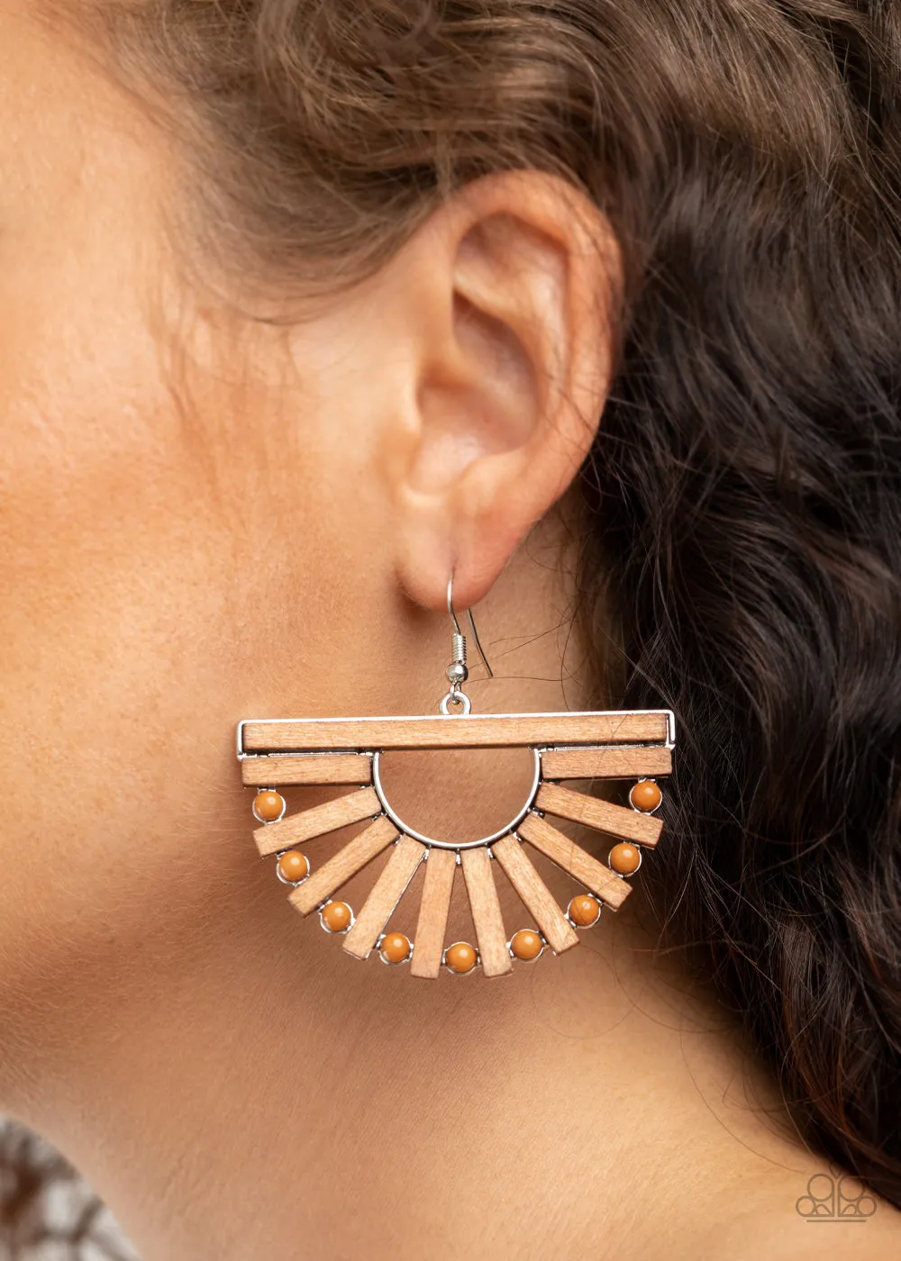 Paparazzi Wooden Wonderland - Wooden Earrings