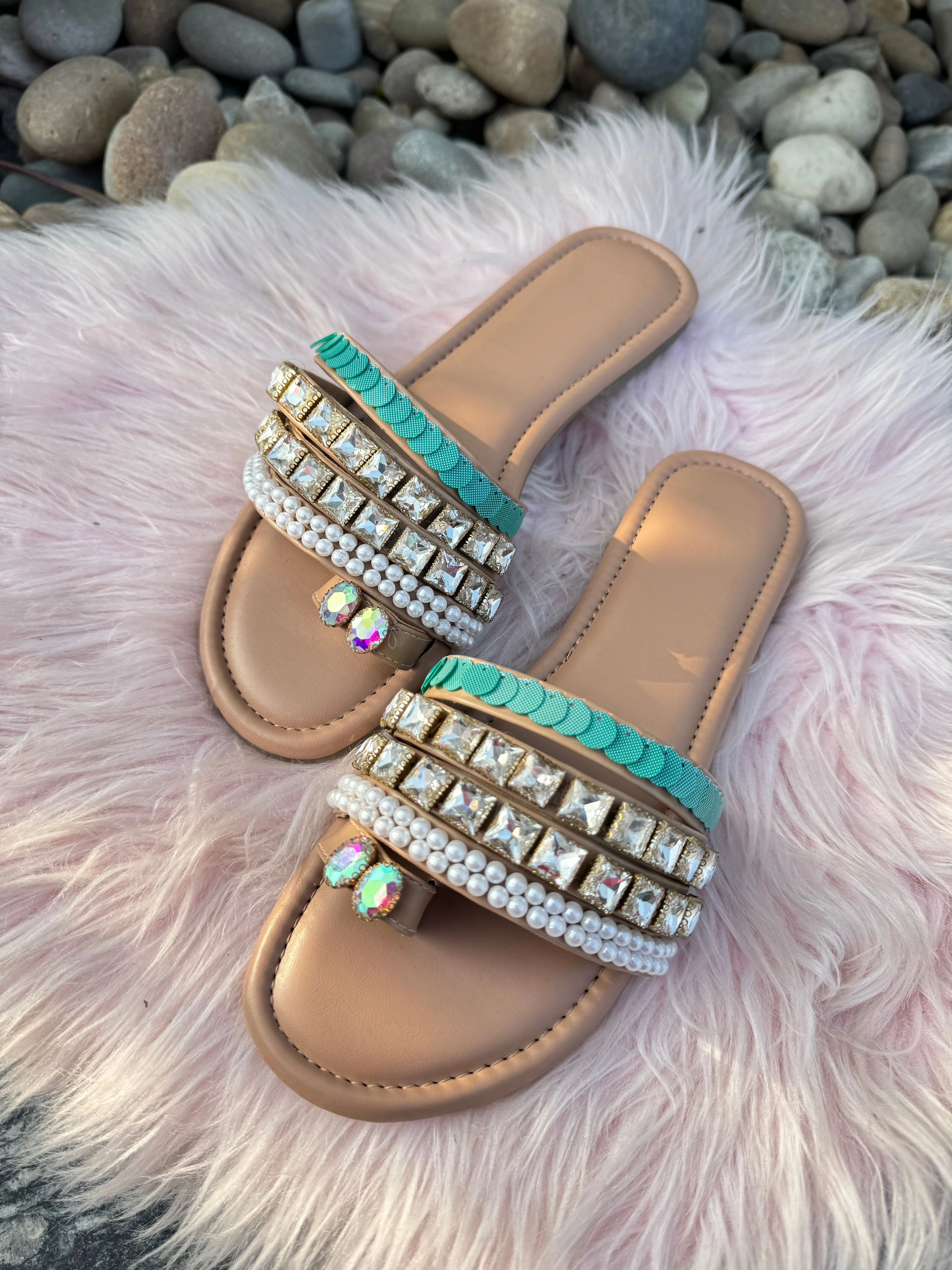 Pearl & Rhinestone Embellished Flats
