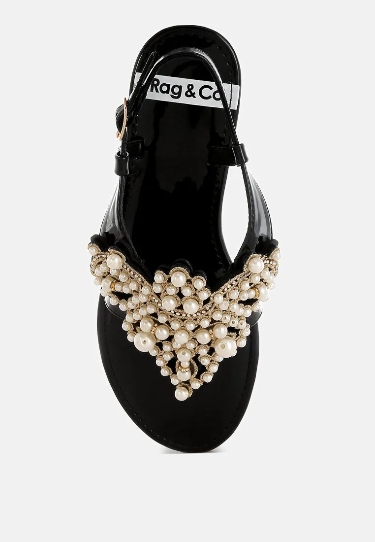 Pearl Studded Flats By RUW