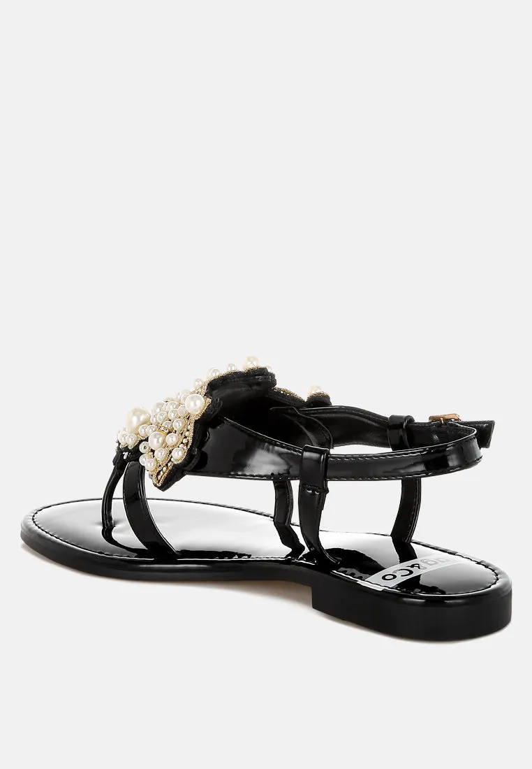 Pearl Studded Flats By RUW
