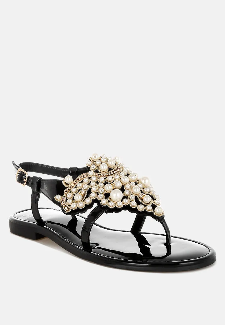 Pearl Studded Flats By RUW