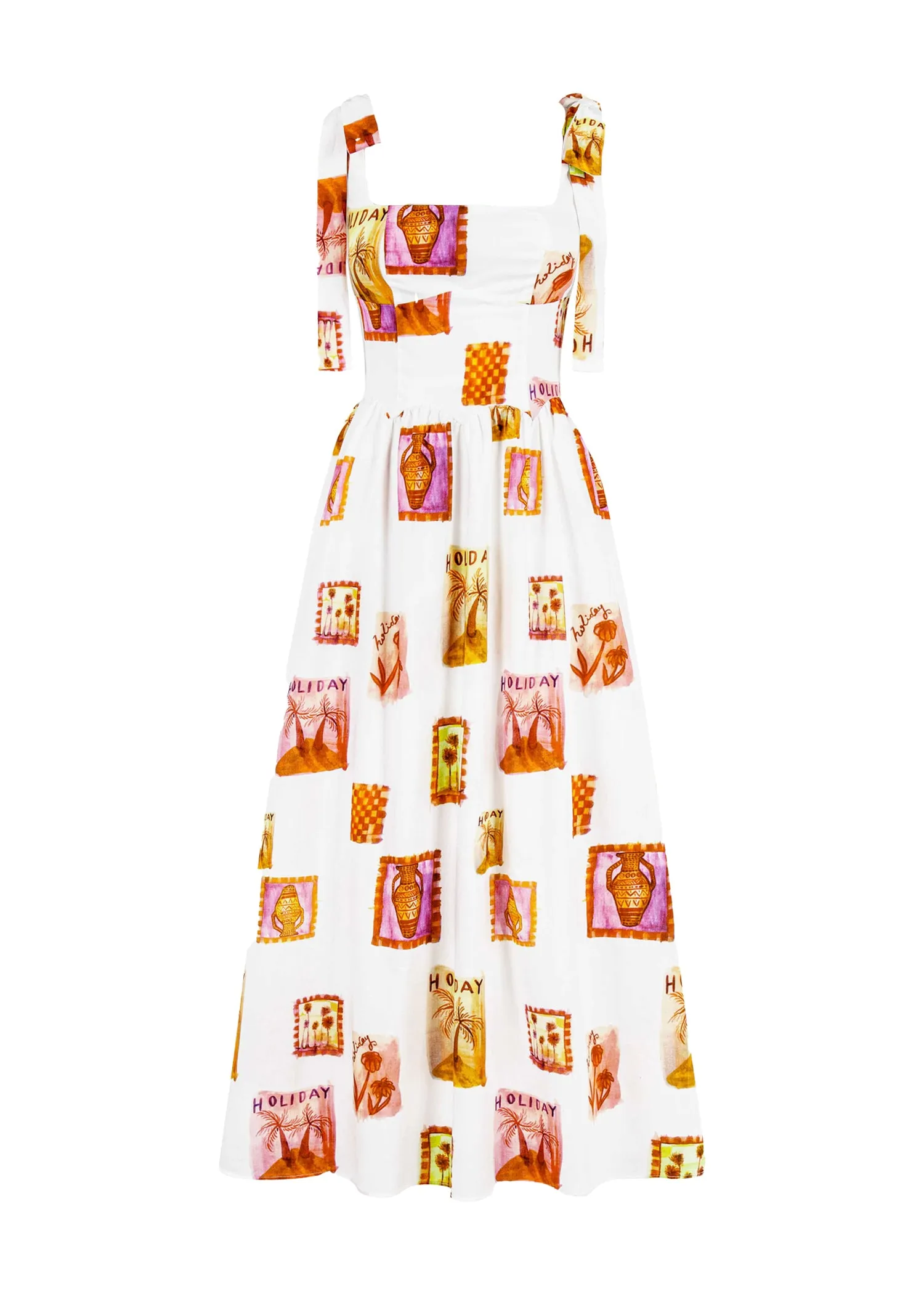 Pipeline Maxi Dress - White Abstract