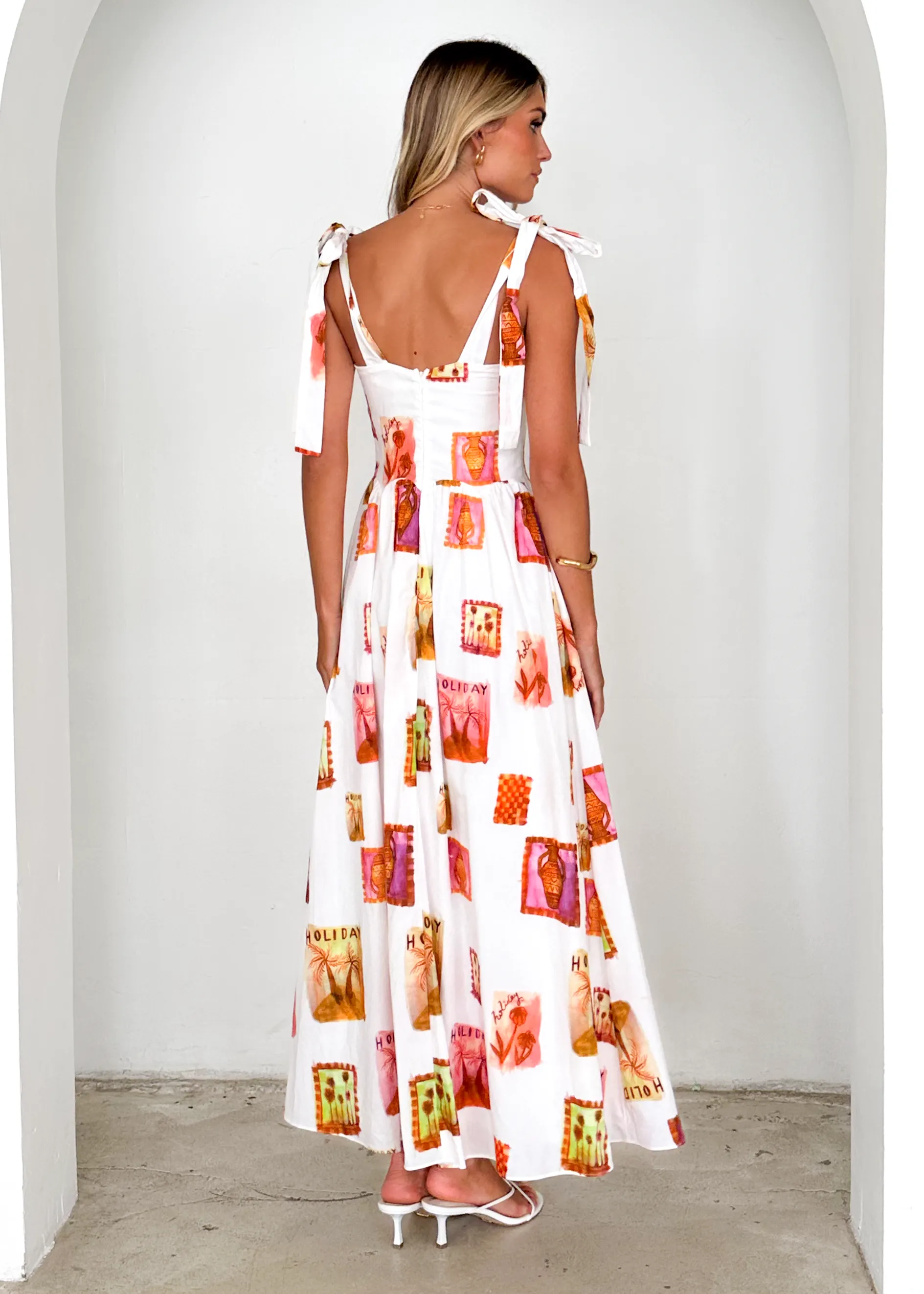 Pipeline Maxi Dress - White Abstract