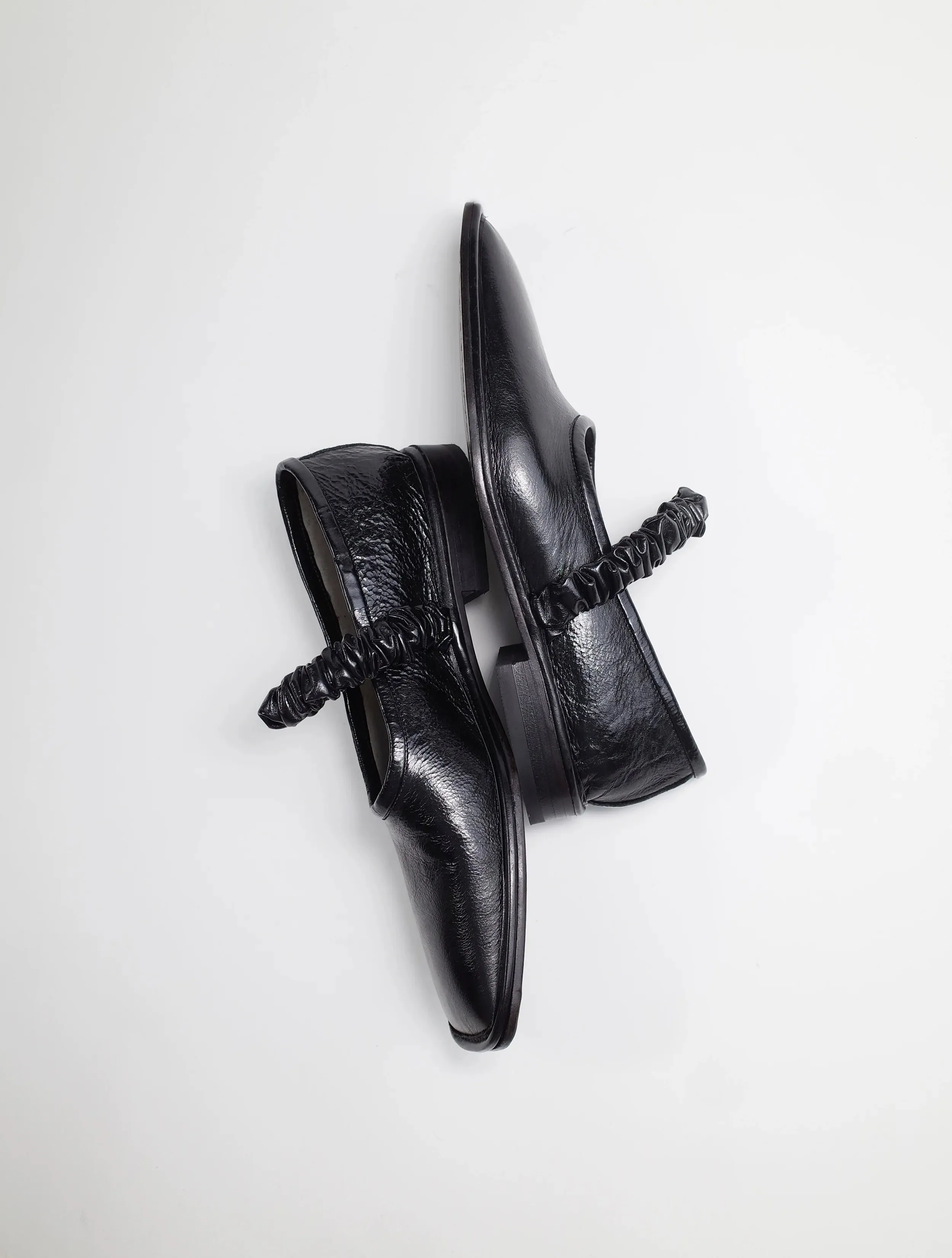 Pleated Strap Square-Toe Flats