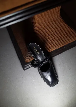 Pleated Strap Square-Toe Flats