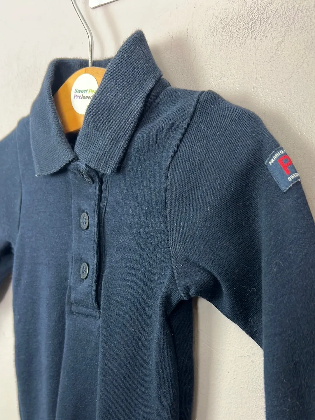 Polarn O. Pyrey Navy Polo Bodysuit 2-4m