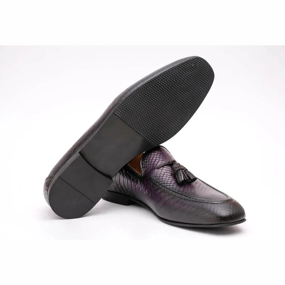 Purple Patina Python Tassel Loafer