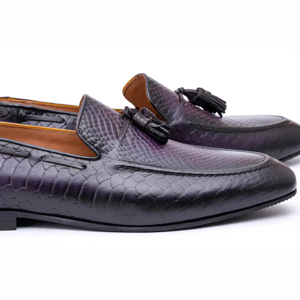 Purple Patina Python Tassel Loafer