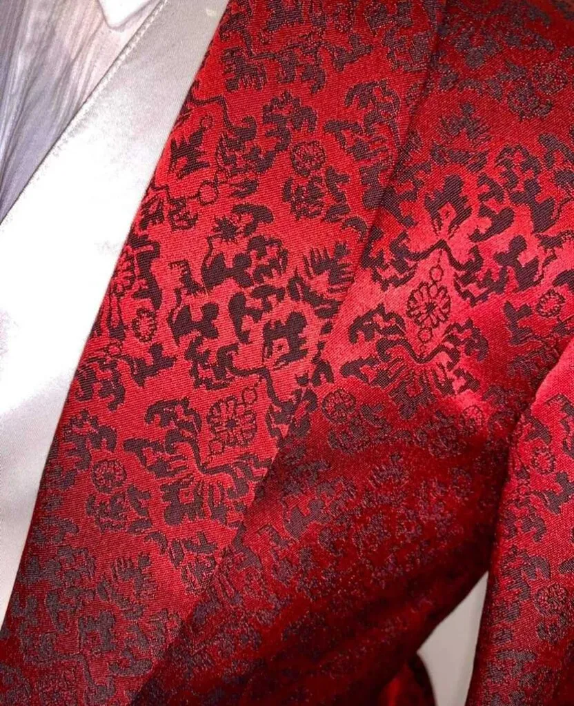 Red Brocade Daycoat