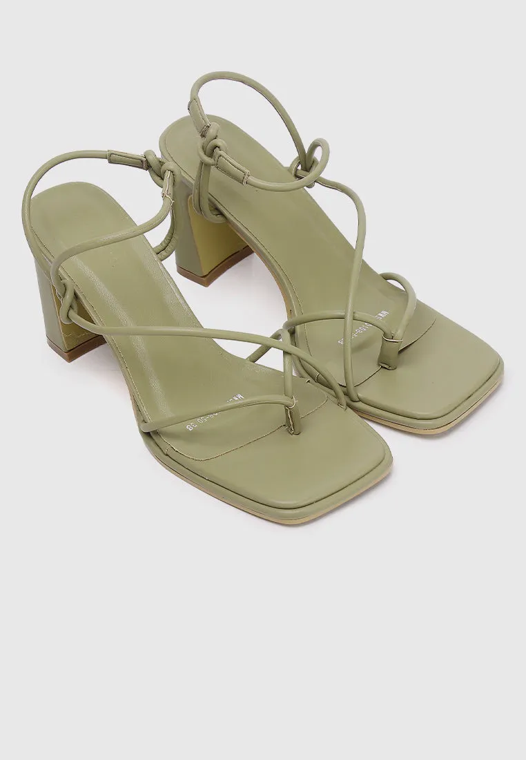 Renee Strappy Knotted Heels (Olive)