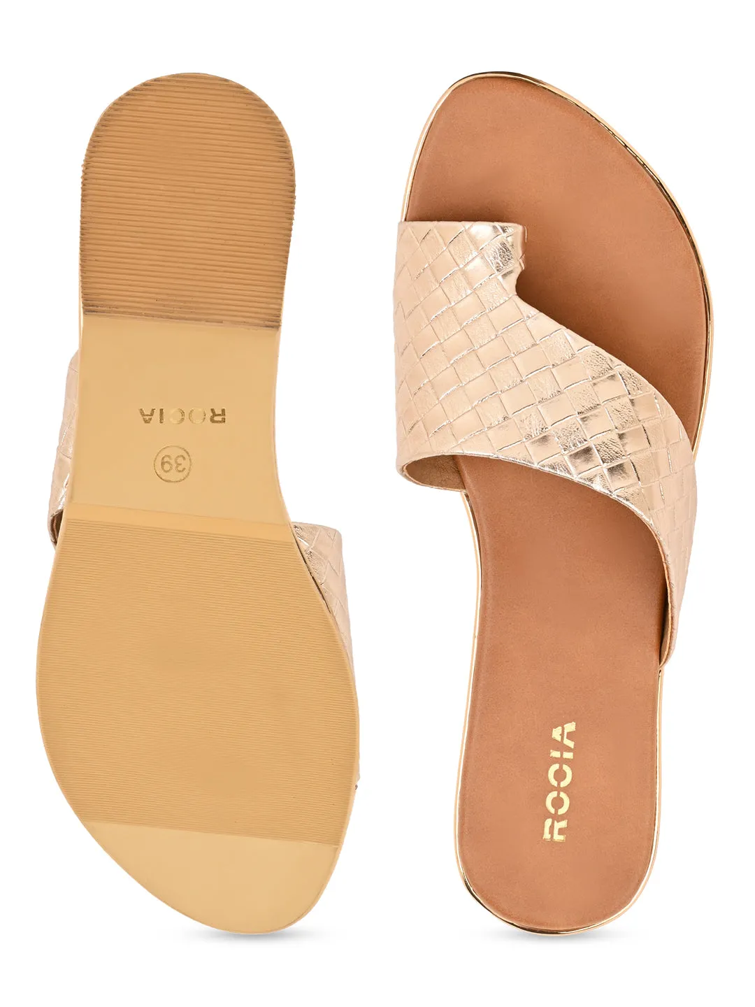 Rocia By Regal Rose Gold Women Casual Woven Flats