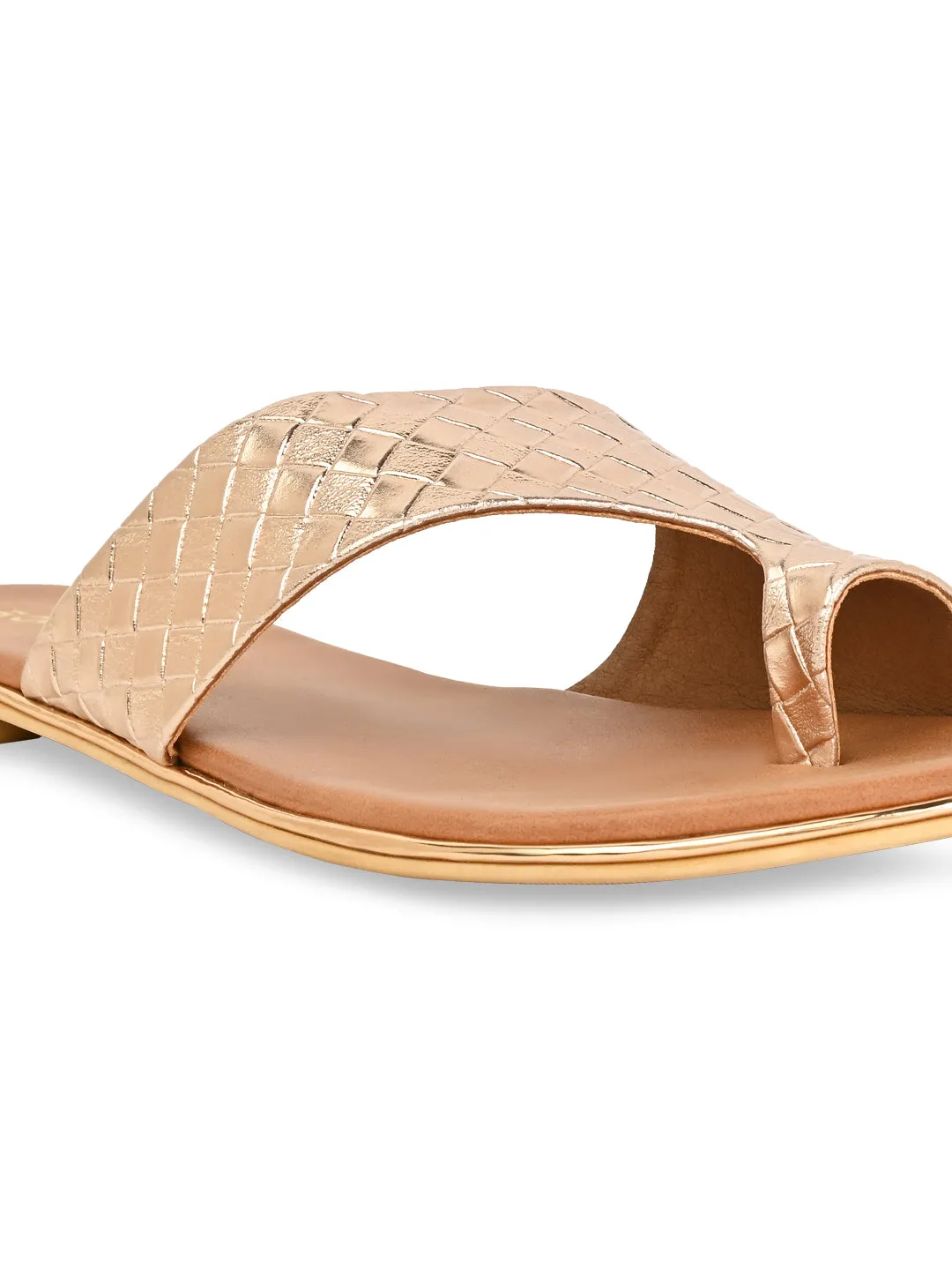 Rocia By Regal Rose Gold Women Casual Woven Flats