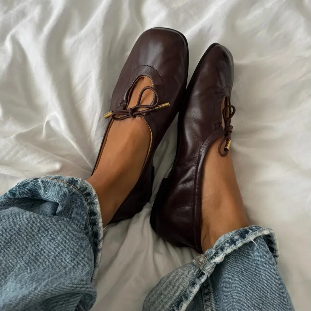 Rosalind Brown Leather Ballet Flats