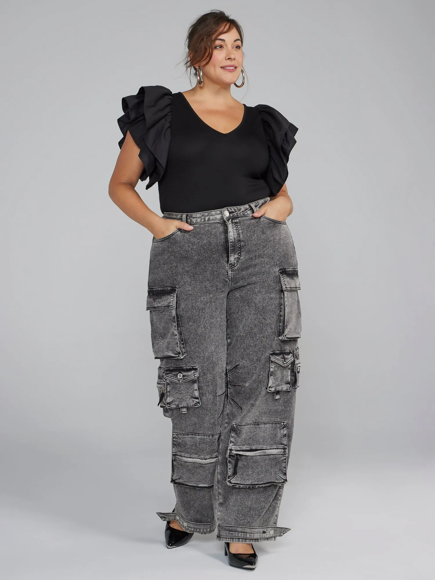 Ruffle Sleeve Knit Bodysuit