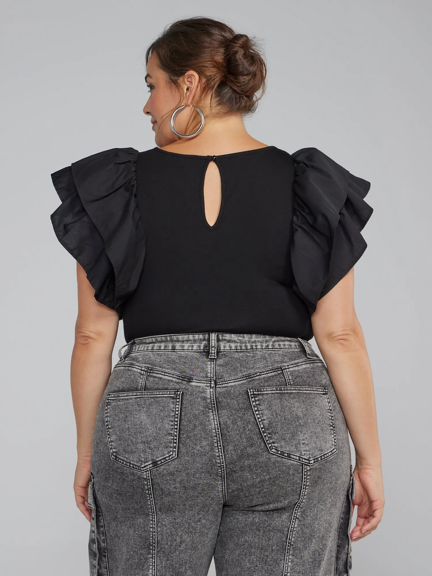 Ruffle Sleeve Knit Bodysuit