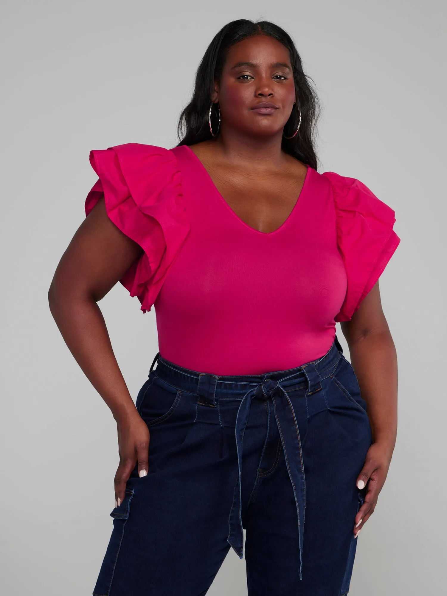 Ruffle Sleeve Knit Bodysuit