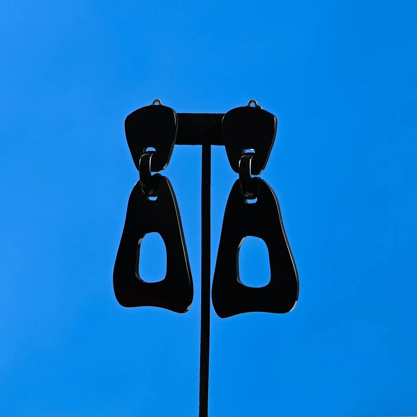 She All Black Abstract Earrings