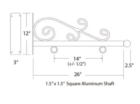 Sign Bracket - NO SIGN 24 inch Whispy Style
