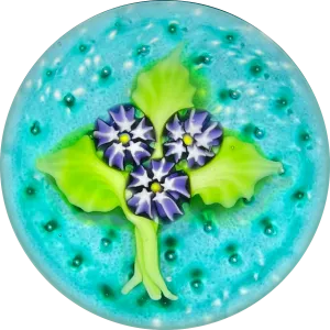 Signed Chris Sherwin 2019 Miniature Millefiori Nosegay on Teal Bubble Grid Ground