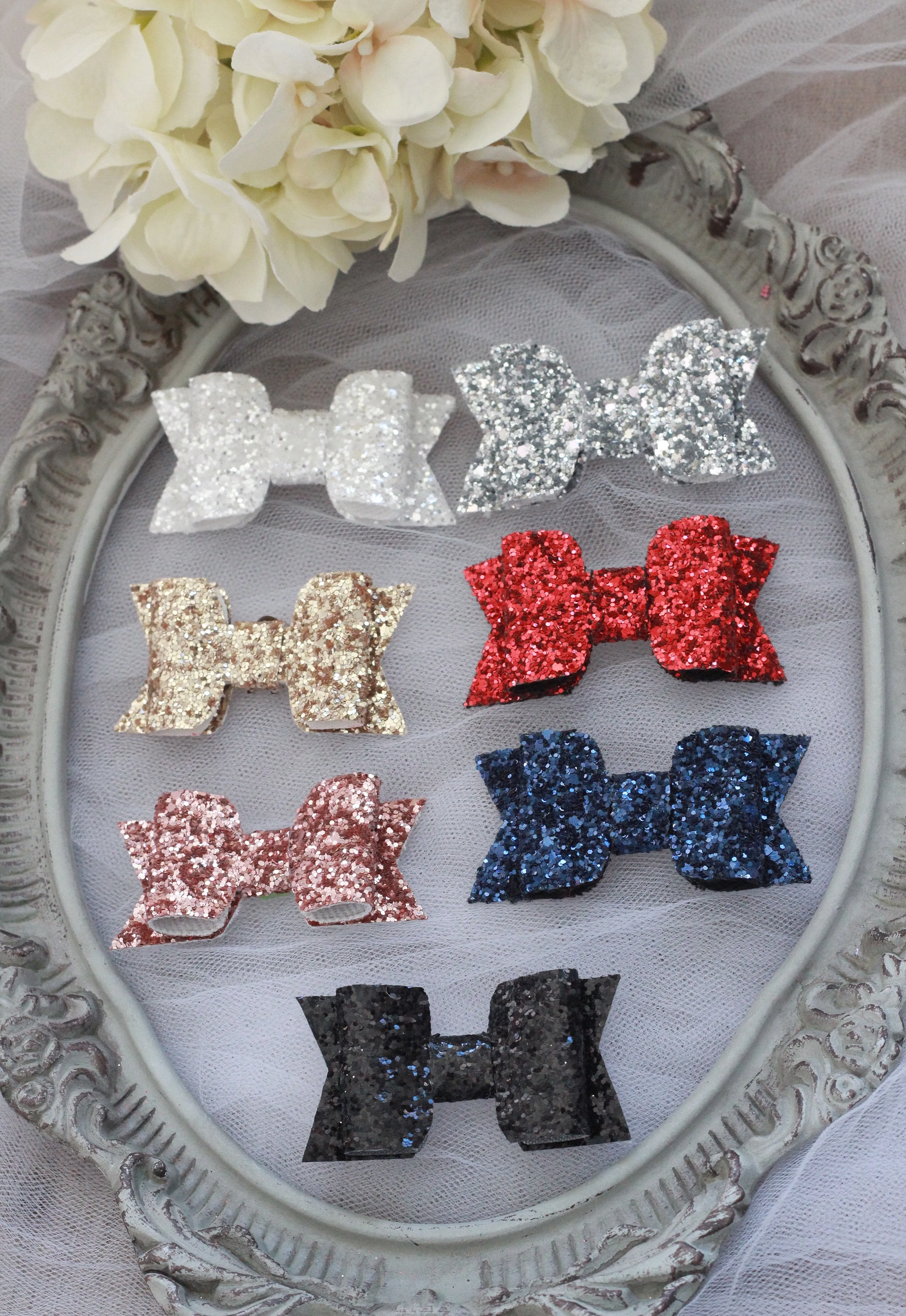 Silver Rock Glitter Hair Clip or Shoe Clip