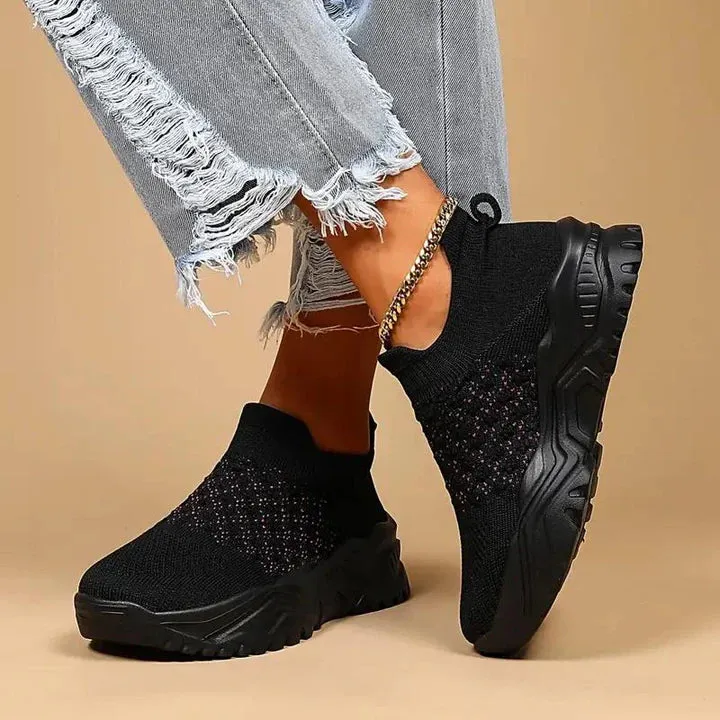 Slip-on trainers, knitted, breathable, orthopaedic shoes, women's trainers