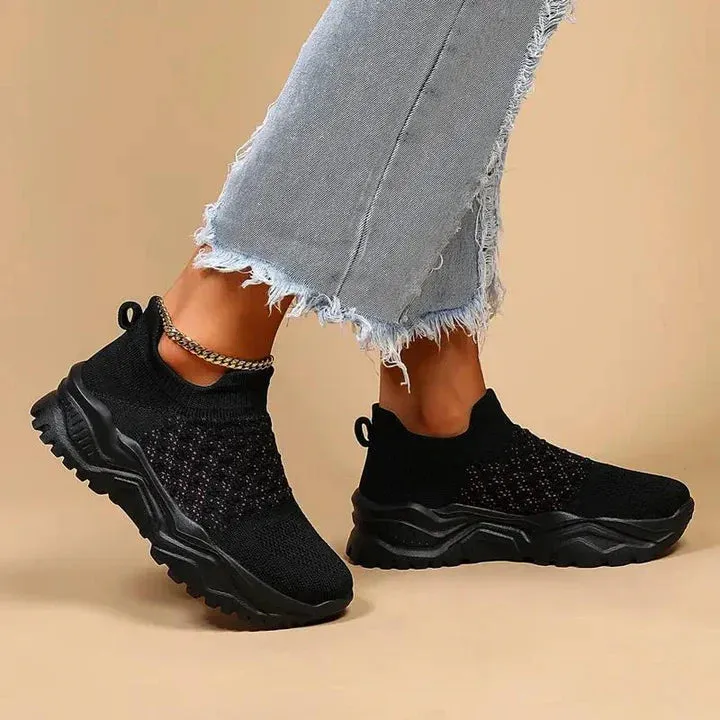 Slip-on trainers, knitted, breathable, orthopaedic shoes, women's trainers