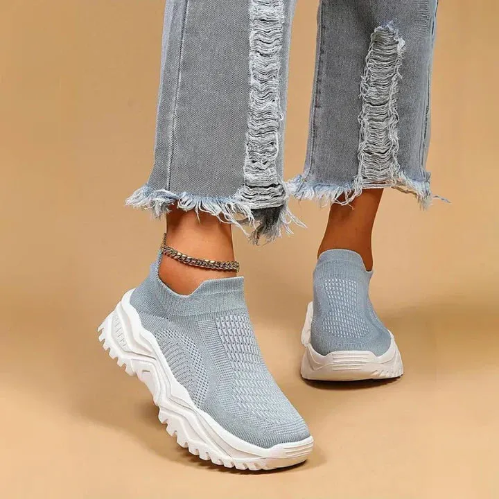 Slip-on trainers, knitted, breathable, orthopaedic shoes, women's trainers