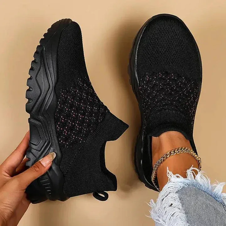 Slip-on trainers, knitted, breathable, orthopaedic shoes, women's trainers