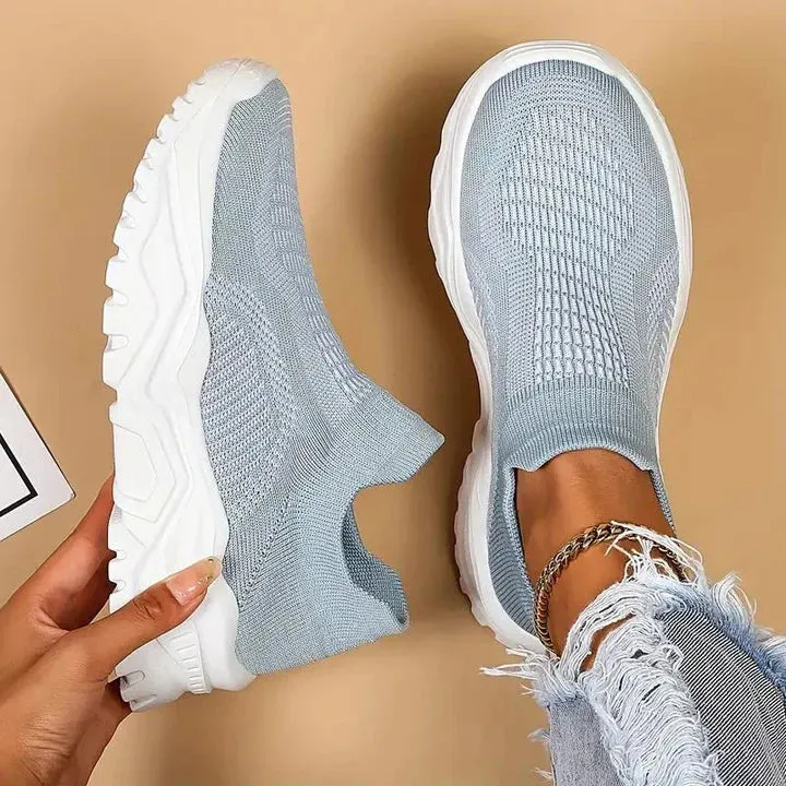 Slip-on trainers, knitted, breathable, orthopaedic shoes, women's trainers