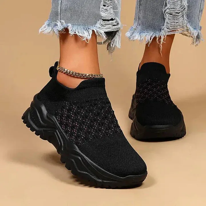 Slip-on trainers, knitted, breathable, orthopaedic shoes, women's trainers