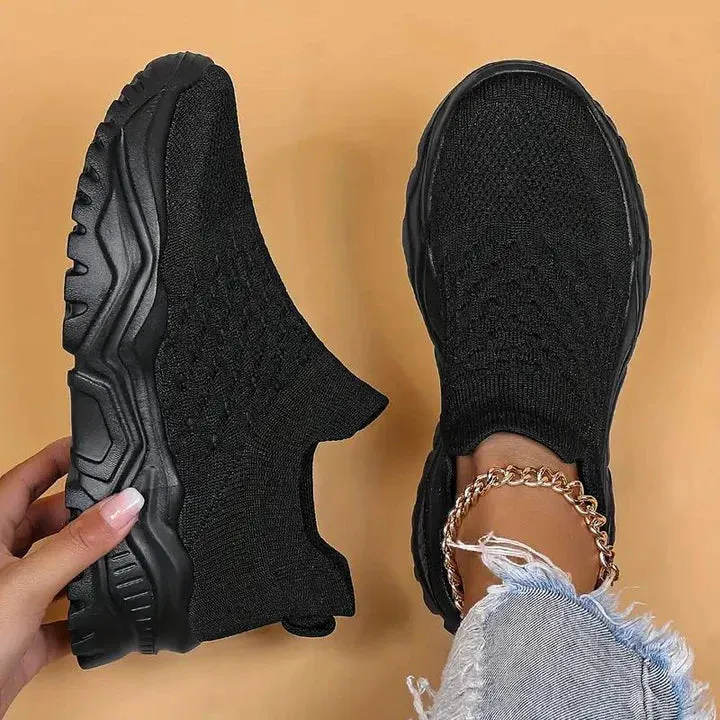 Slip-on trainers, knitted, breathable, orthopaedic shoes, women's trainers