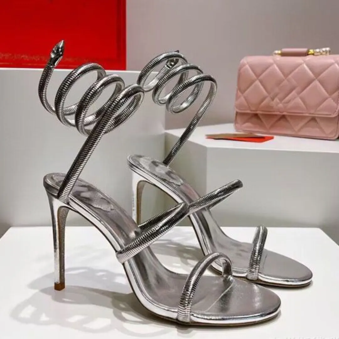 Snake Coil High Heels (Silver)