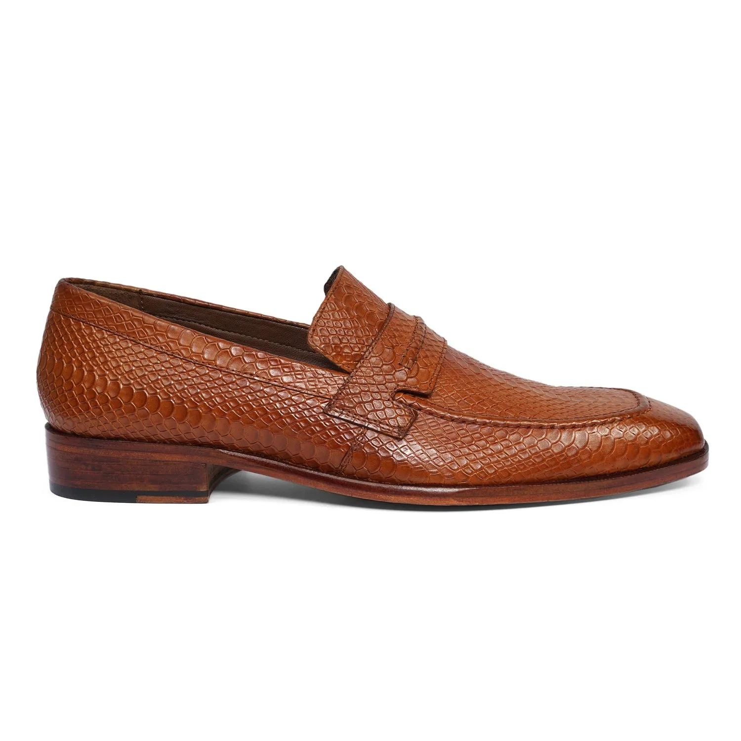 Snake Textured Tan Loafer by Brune & Bareskin
