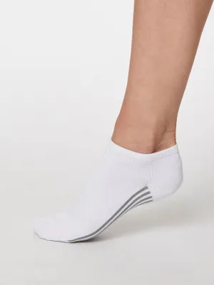 Solid Jane White Bamboo Trainer Sock by Thought, Size 4-7