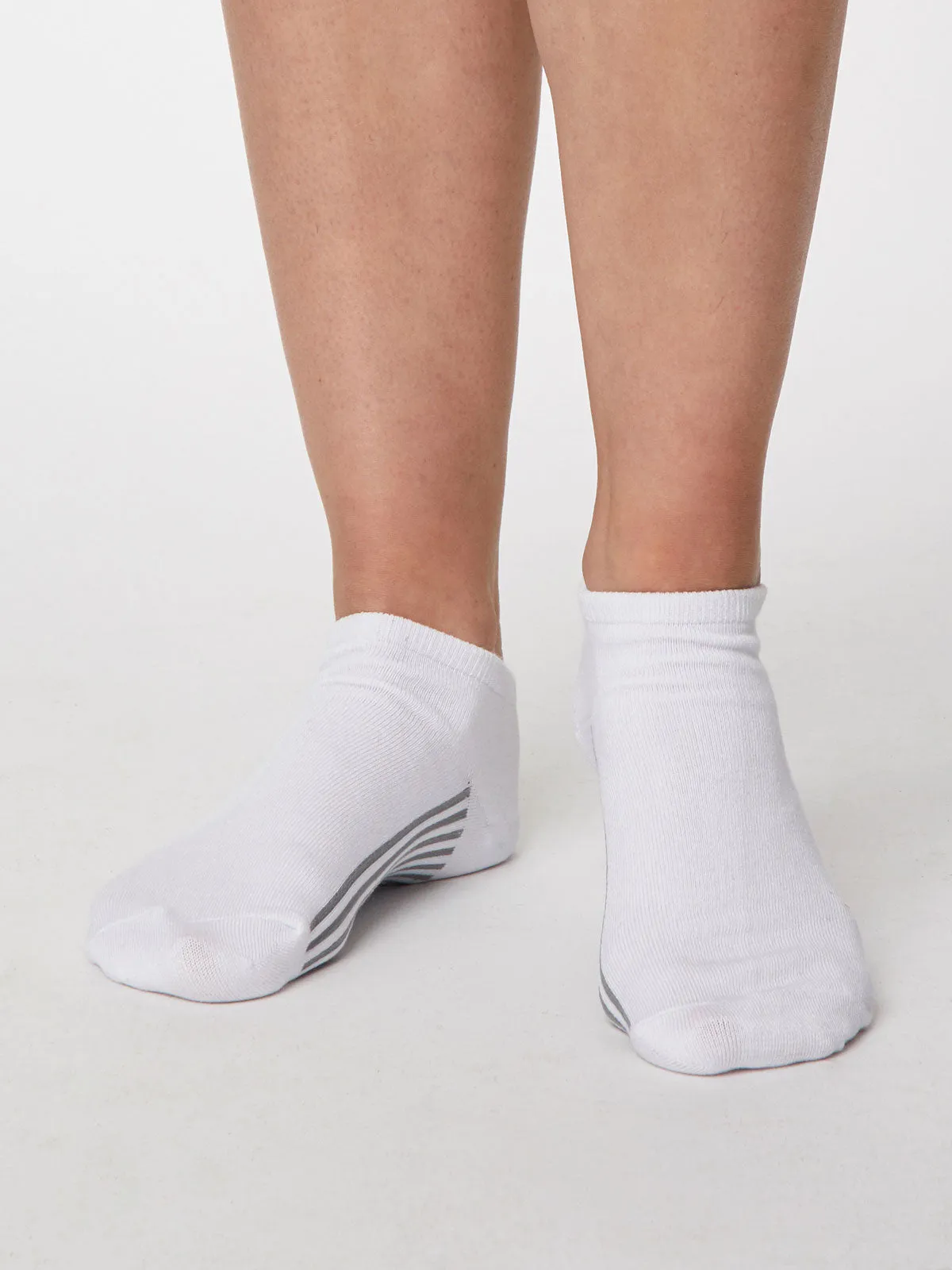 Solid Jane White Bamboo Trainer Sock by Thought, Size 4-7