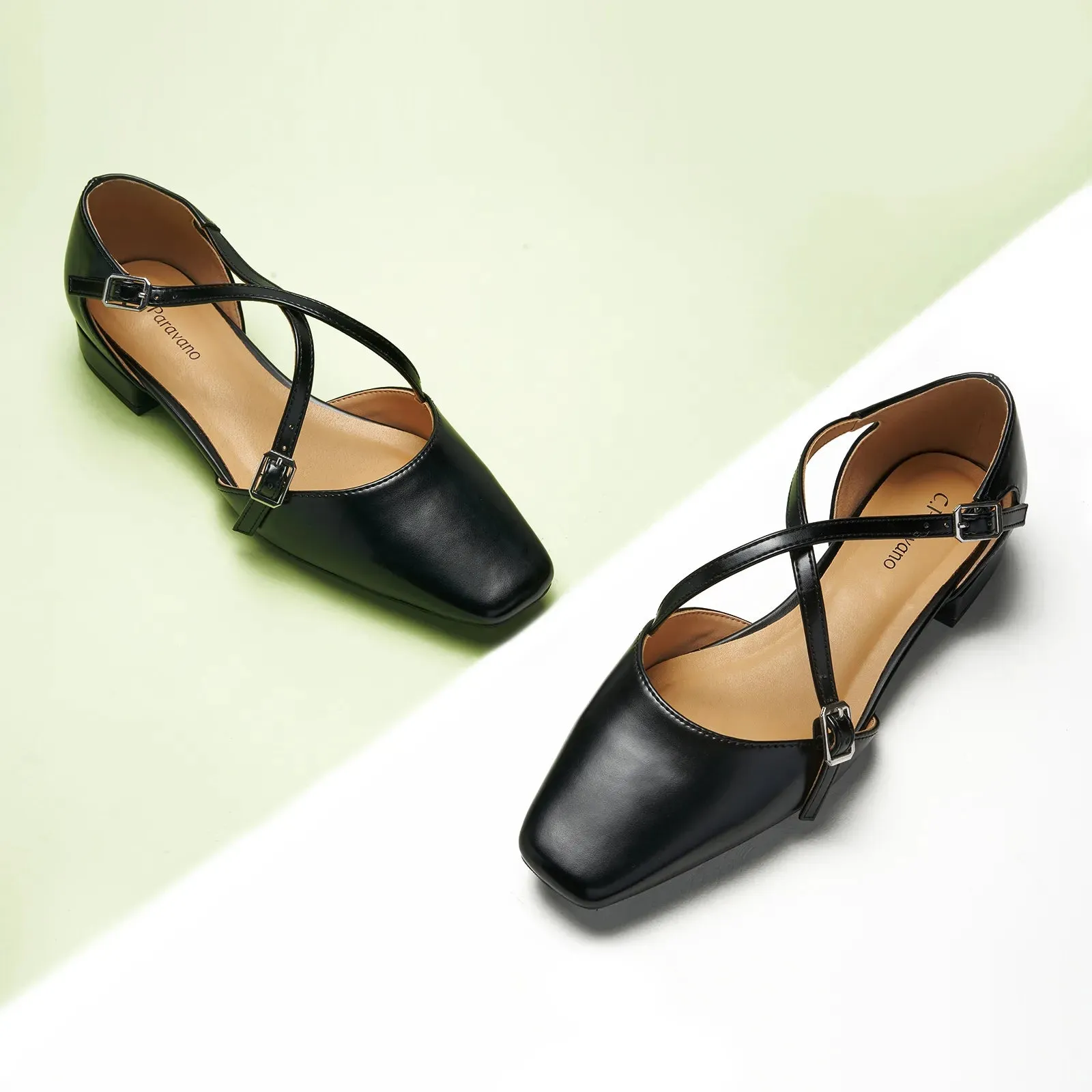Square Toe Cross Strap Sandals（Alyssa E）
