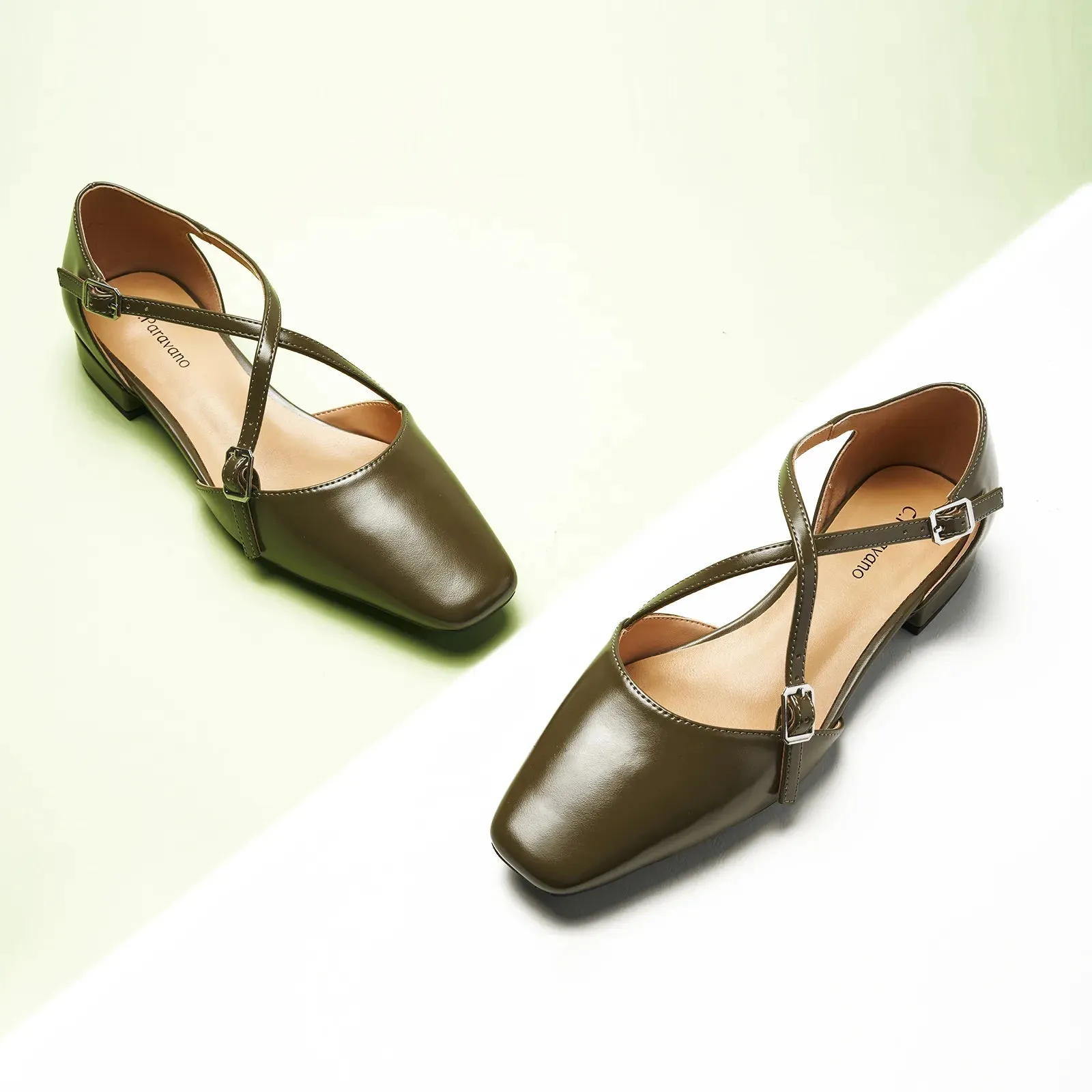 Square Toe Cross Strap Sandals（Alyssa E）